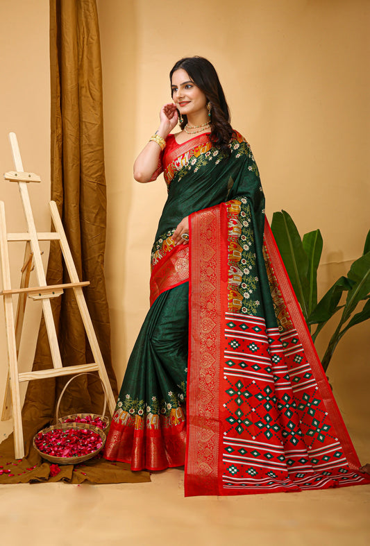 MoonPalav Emerald Dola Silk Saree Moonpalav