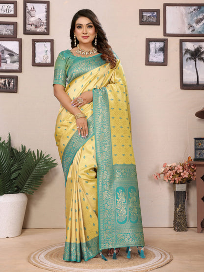MoonPalav Handloom Tissue Silk Saree with Zari Weaving Moonpalav