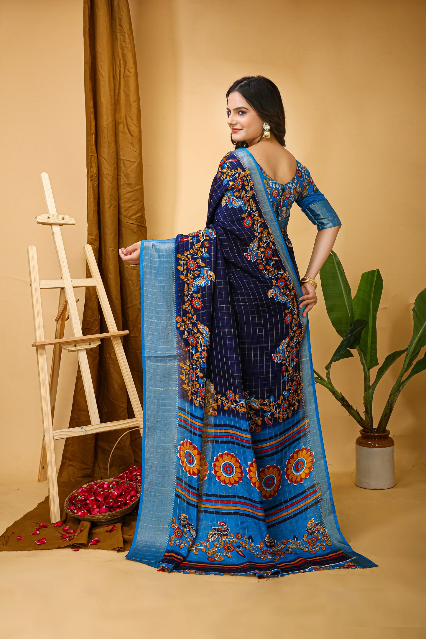 MoonPalav Navy Blue Color New Dola Silk Saree Moonpalav