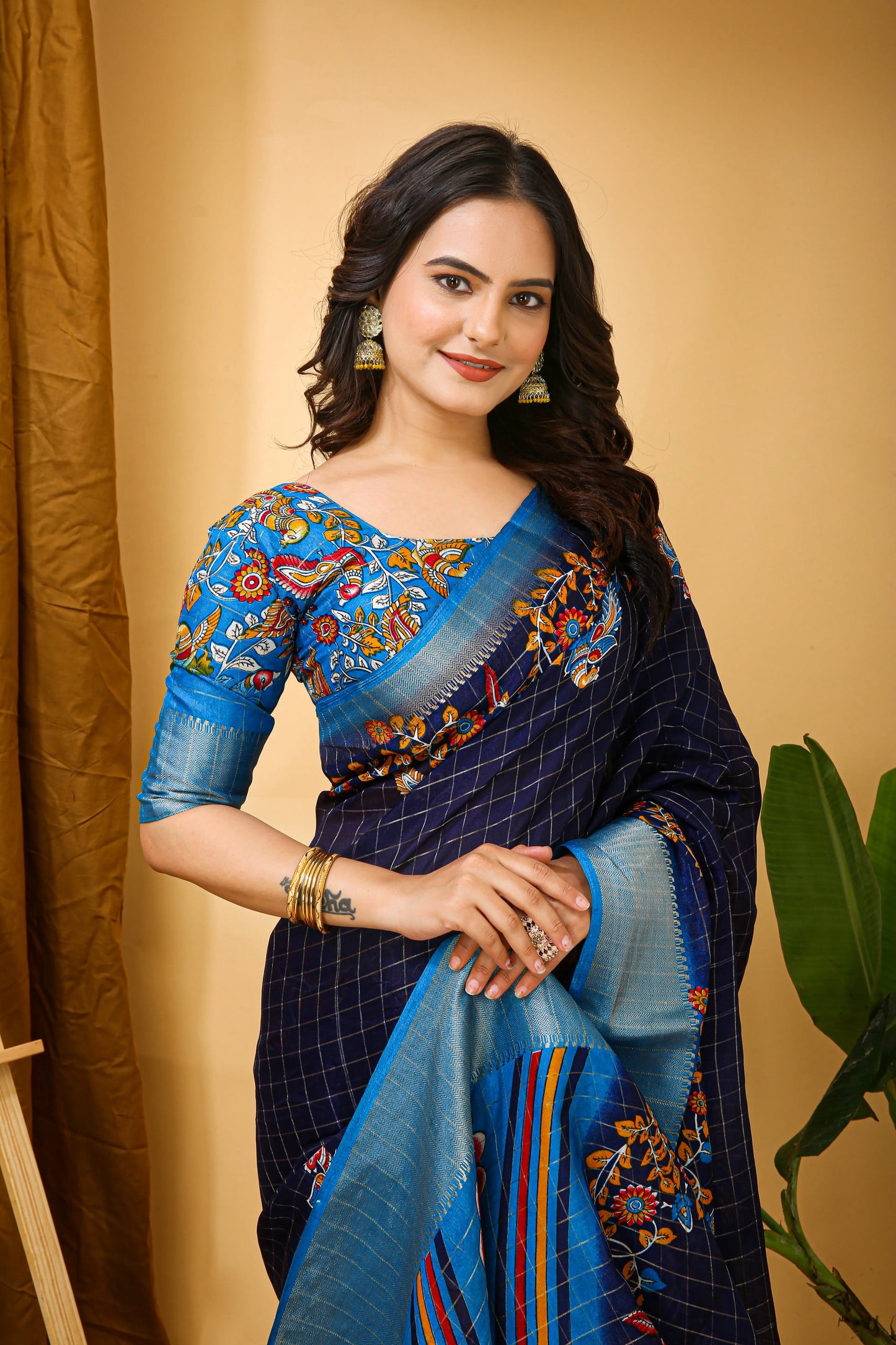 MoonPalav Navy Blue Color New Dola Silk Saree Moonpalav