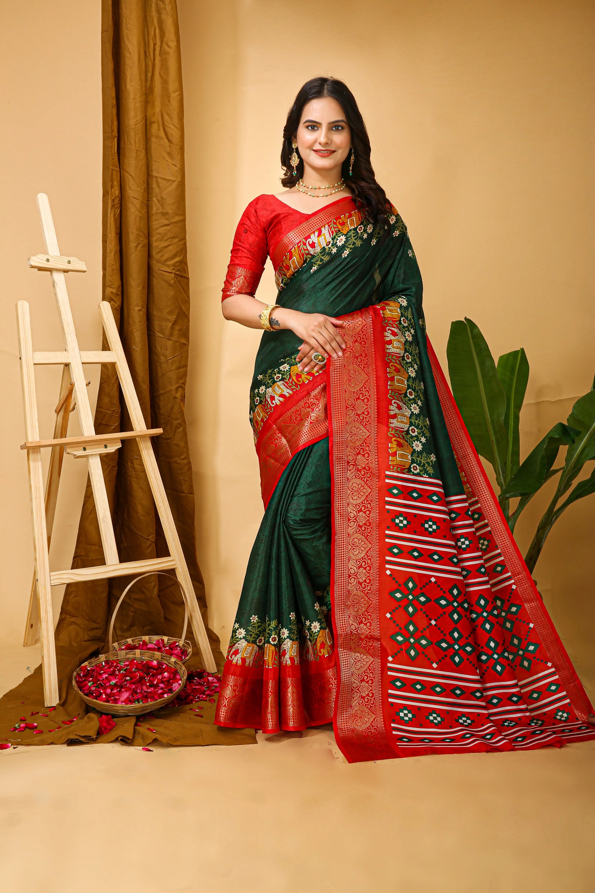 MoonPalav Emerald Dola Silk Saree Moonpalav
