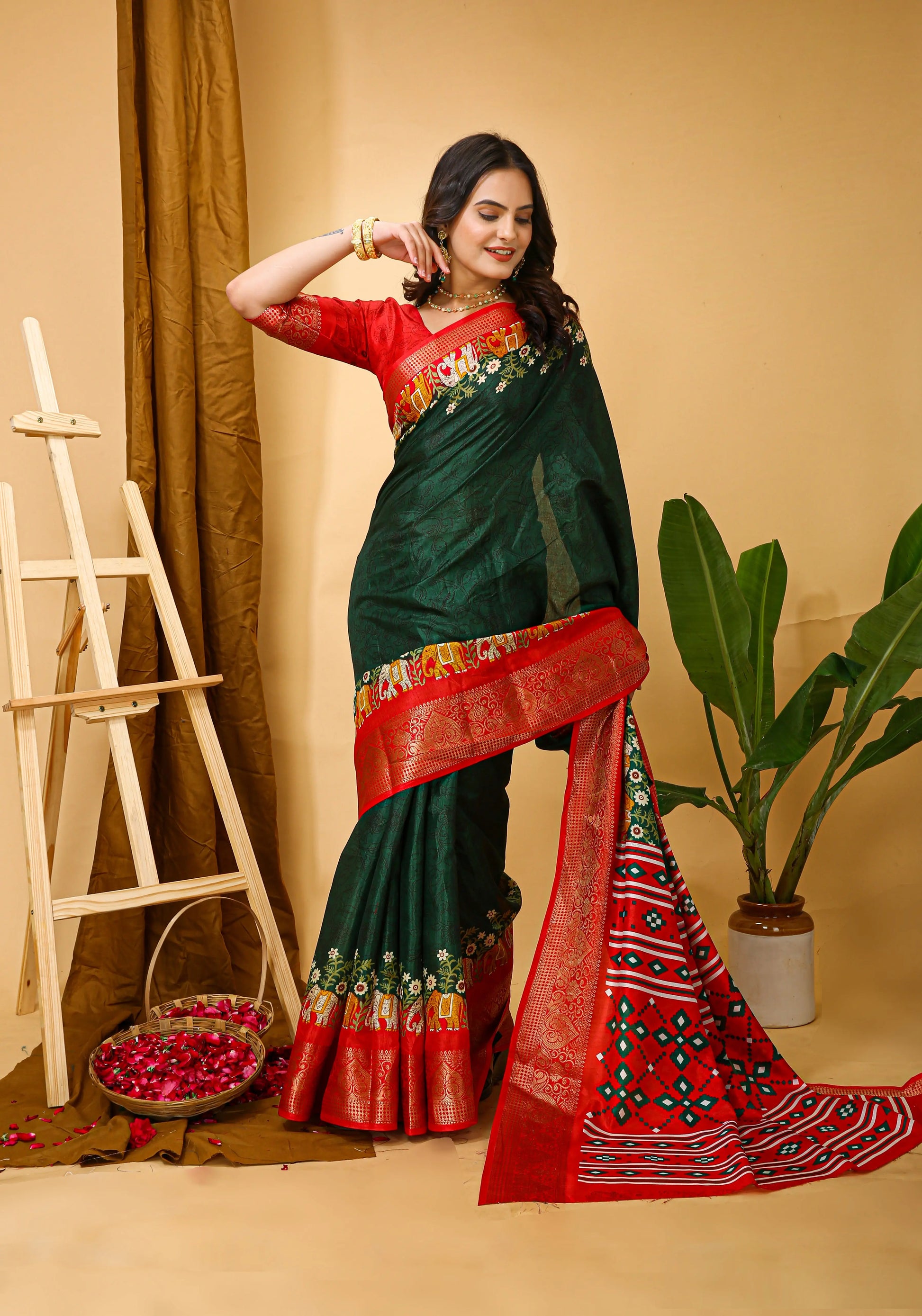 MoonPalav Emerald Dola Silk Saree Moonpalav