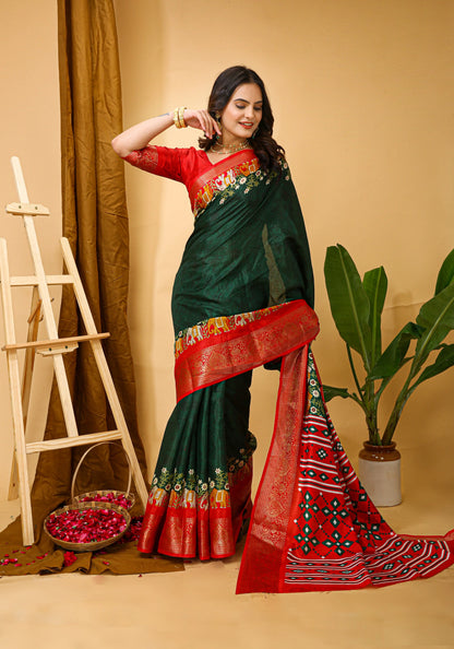 MoonPalav Emerald Dola Silk Saree Moonpalav