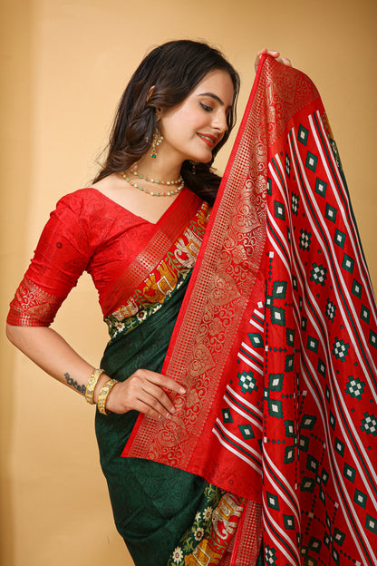 MoonPalav Emerald Dola Silk Saree Moonpalav