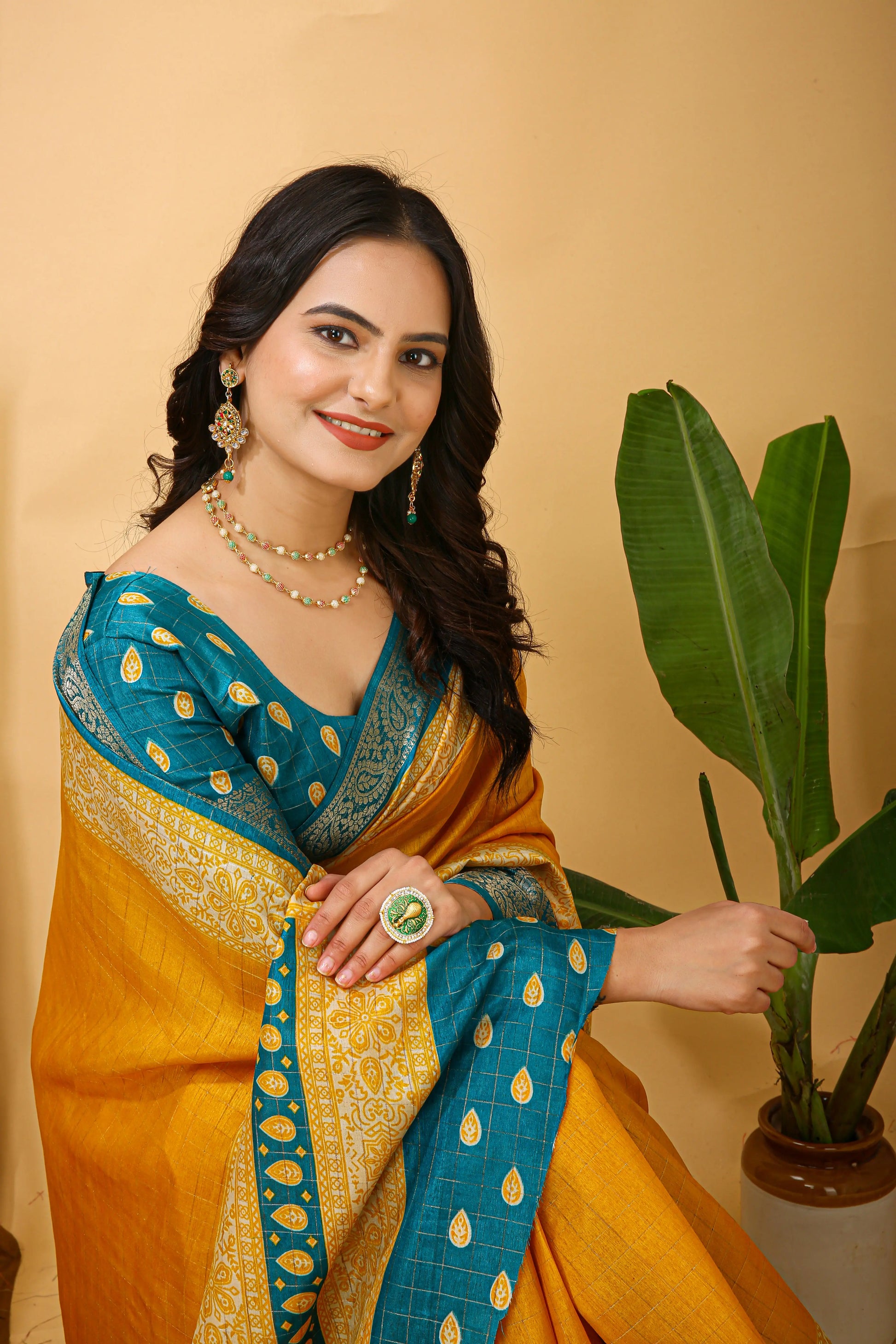 MoonPalav Vibrant Yellow Kanjivaram Silk Saree Moonpalav