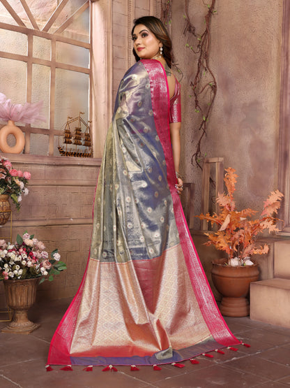 MoonPalav Radiant Waves Tissue Silk Saree Moonpalav