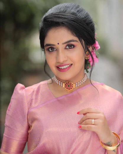 Moonpalav Pink lady silk Saree Moonpalav