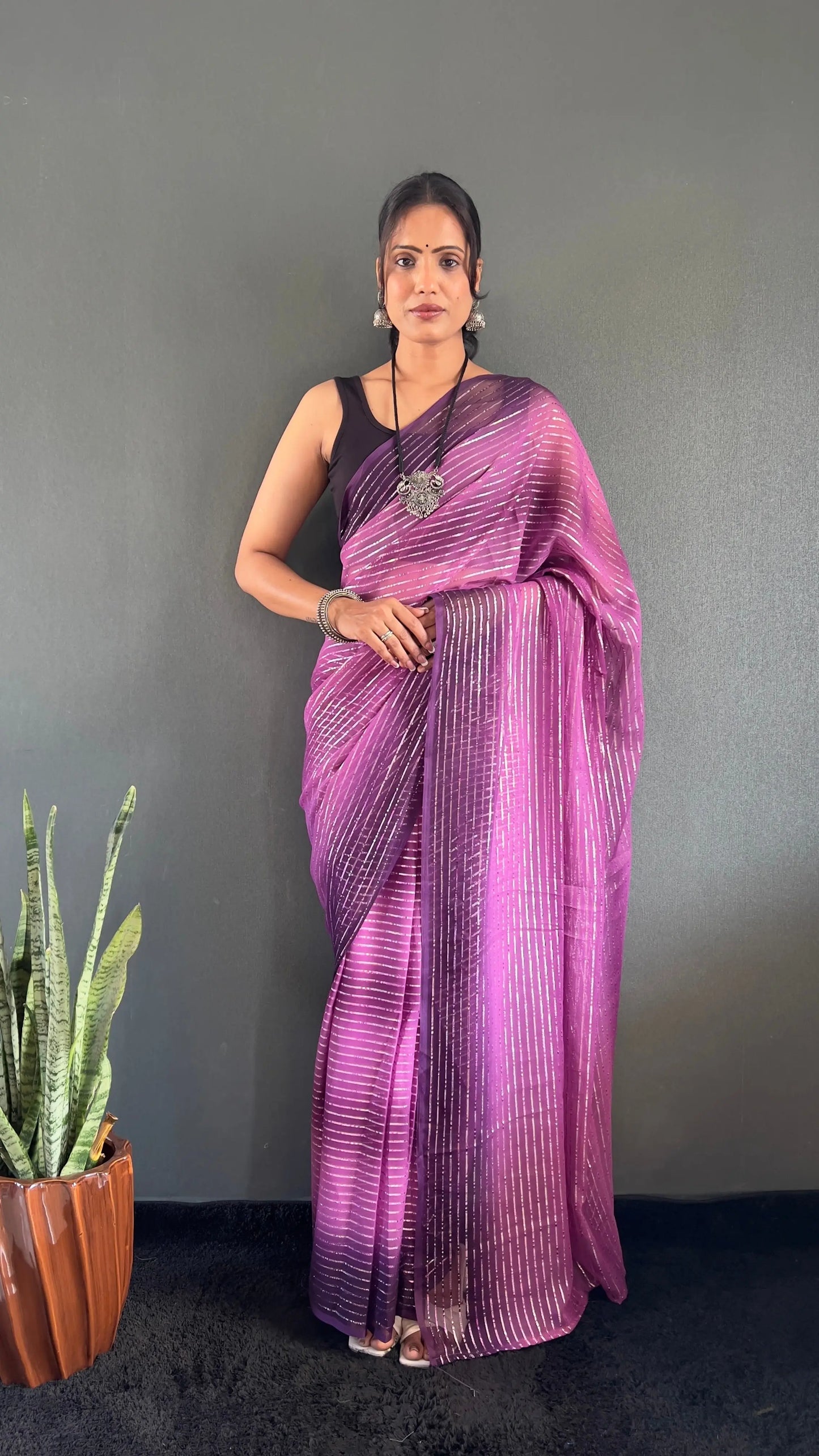 MoonPalav One Minute Ready To Wear Dual Shade Saree With Unstitched Blouse Moonpalav