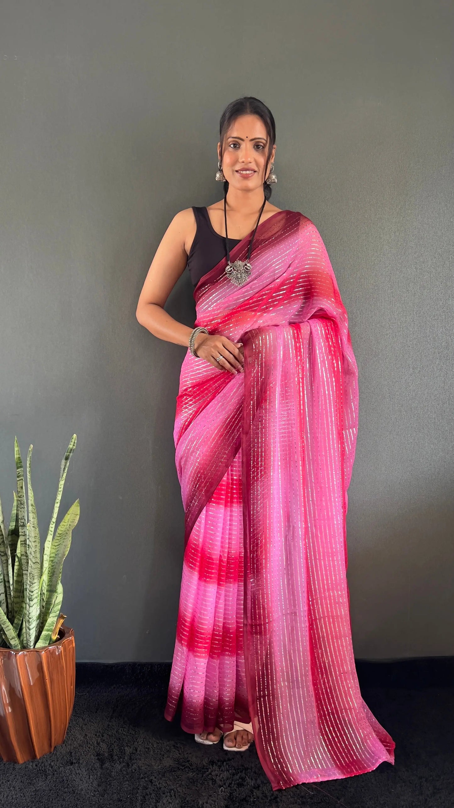 MoonPalav One Minute Ready To Wear Dual Shade Saree With Unstitched Blouse Moonpalav